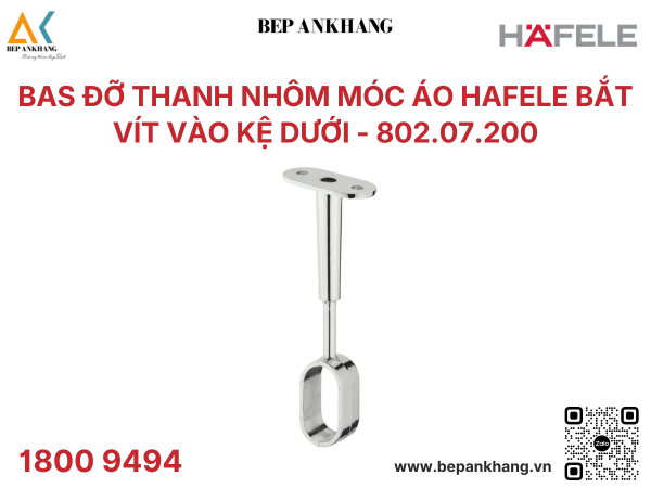 Bas đỡ thanh nhôm móc áo Hafele bắt vít vào kệ dưới - 802.07.200